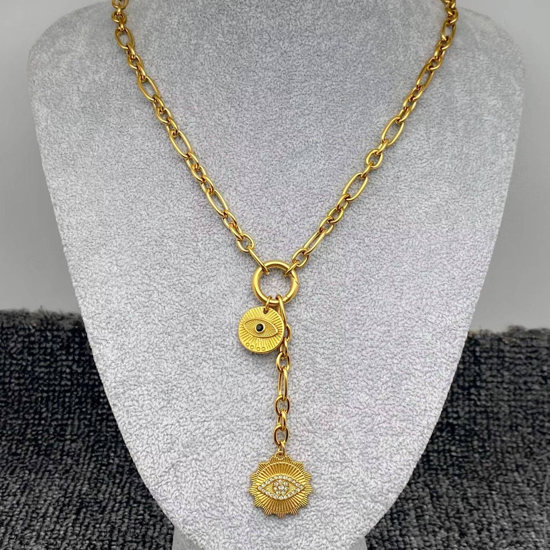 Evil Eye Coin Charm Necklace