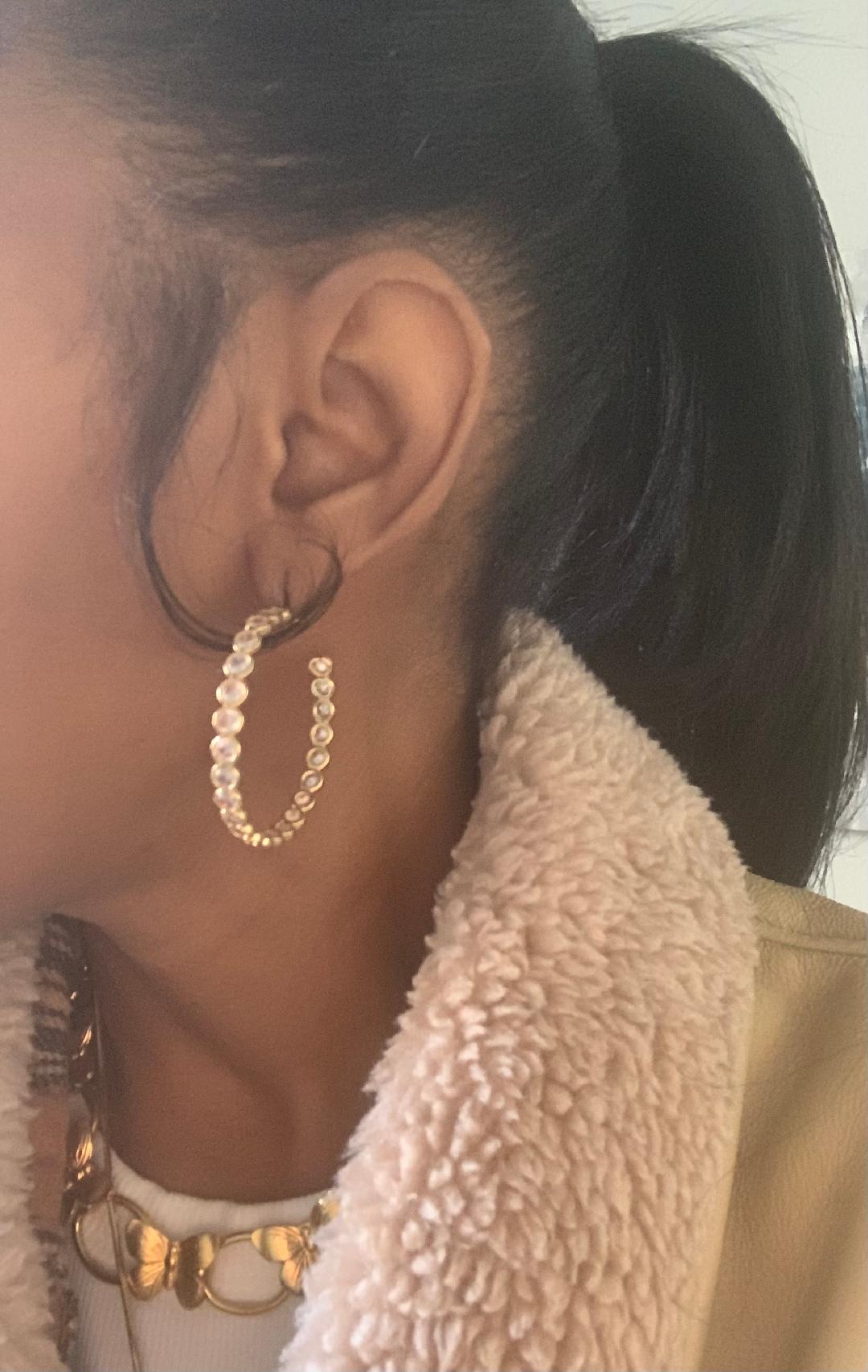 Floating Bezel Crystal Hoop Earrings