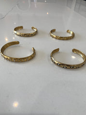 Black Evil Eye Cuff Gold Plated Steel Bangle