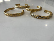 Black Evil Eye Cuff Gold Plated Steel Bangle