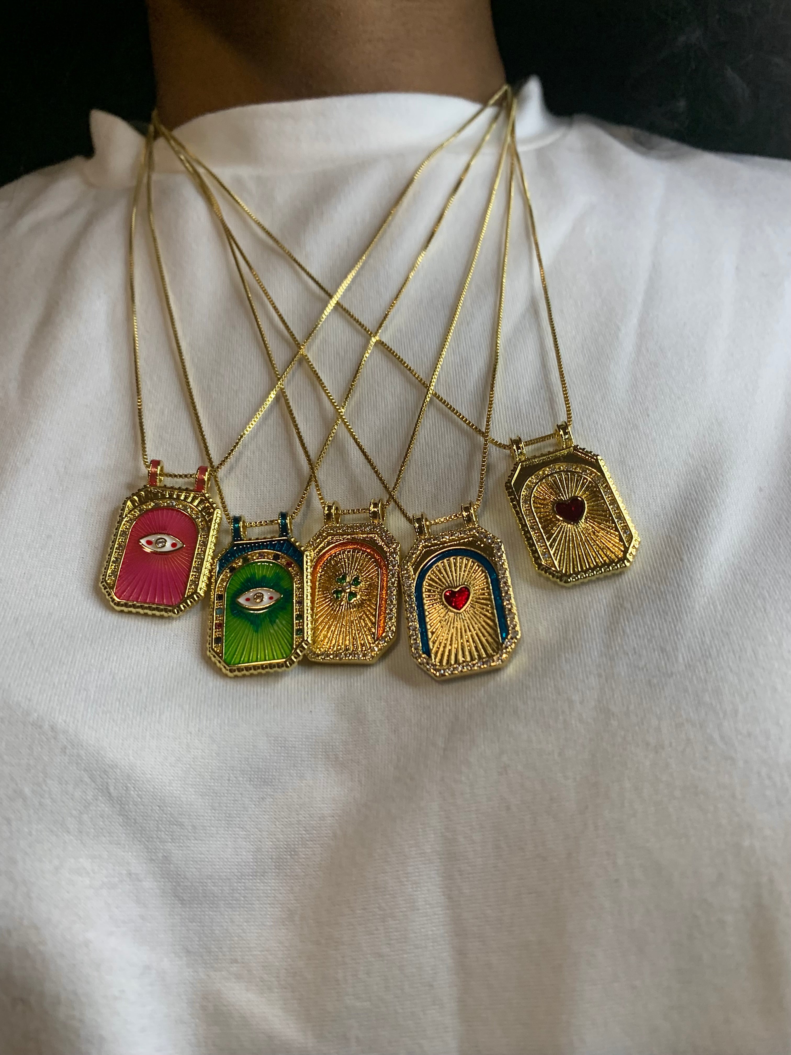 Main Character Evil Eye & Heart Necklace