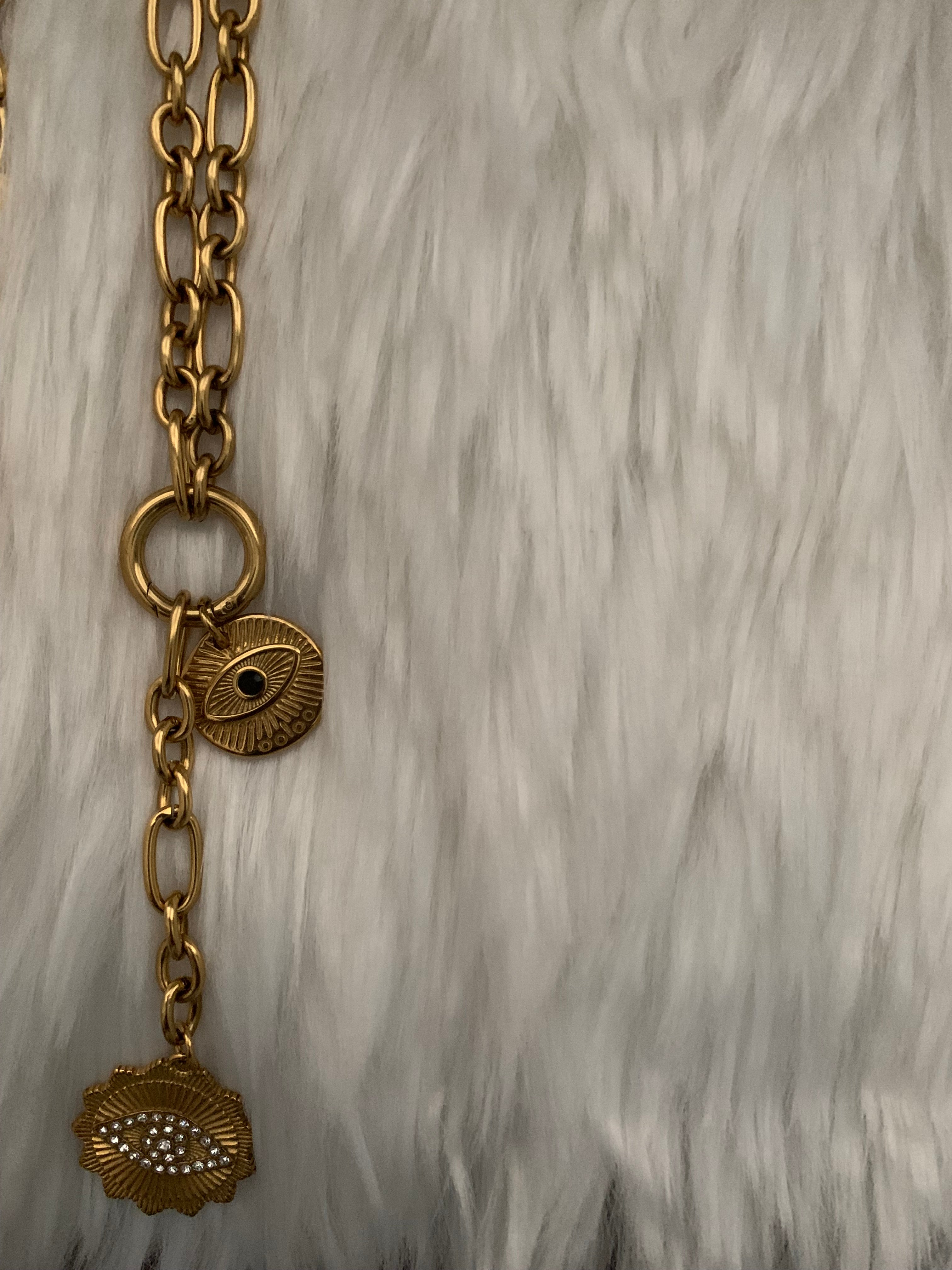 Evil Eye Coin Charm Necklace