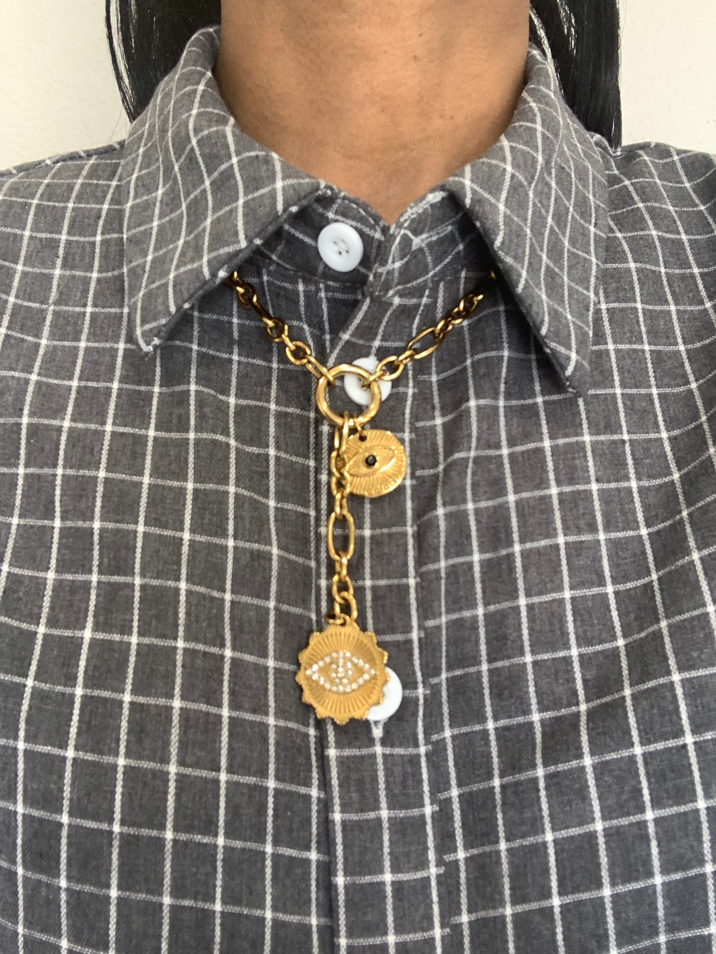 Evil Eye Coin Charm Necklace